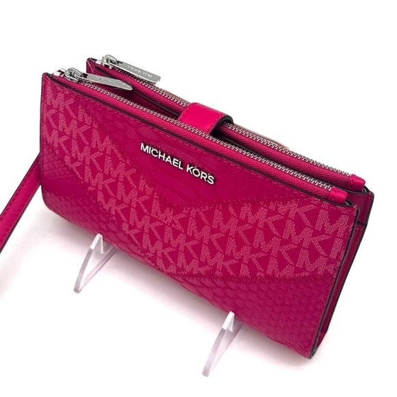 Michael Kors Double Zip Wallet Wristlet Electric Pink Multi (NWT) - Picture 6 of 9